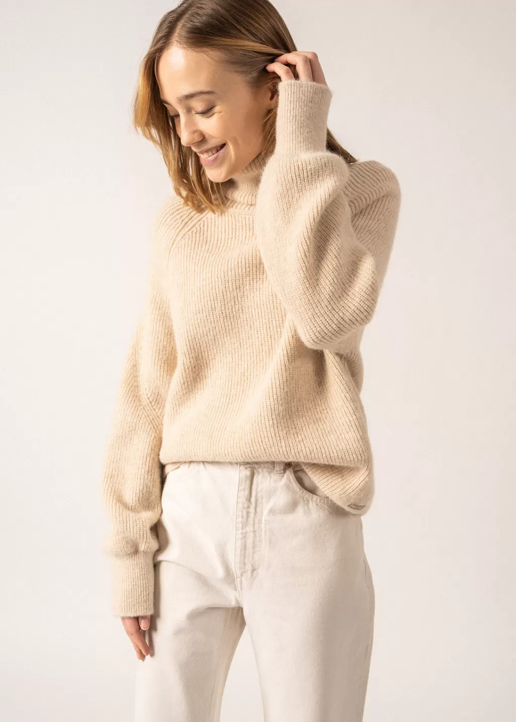 New Saint James Albertville Alpaca Roll-neck Jumper Ecume