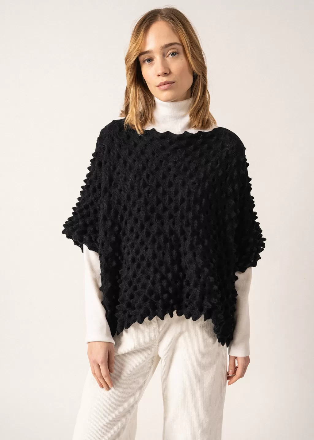 Shop Saint James Alvéole Honeycomb Effect Poncho Navy