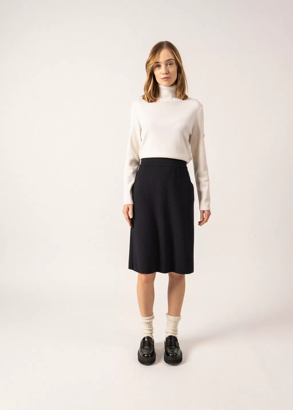 Store Saint James Artigues Straight Wool Skirt Navy