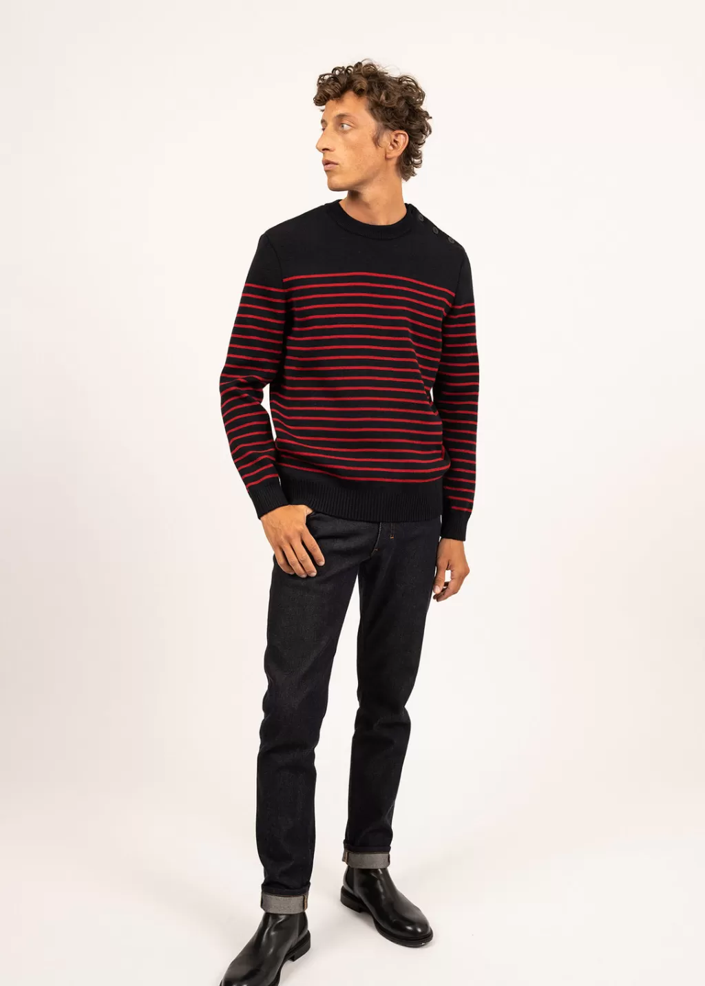 Clearance Saint James Binic striped sailor jumper Navy/medoc