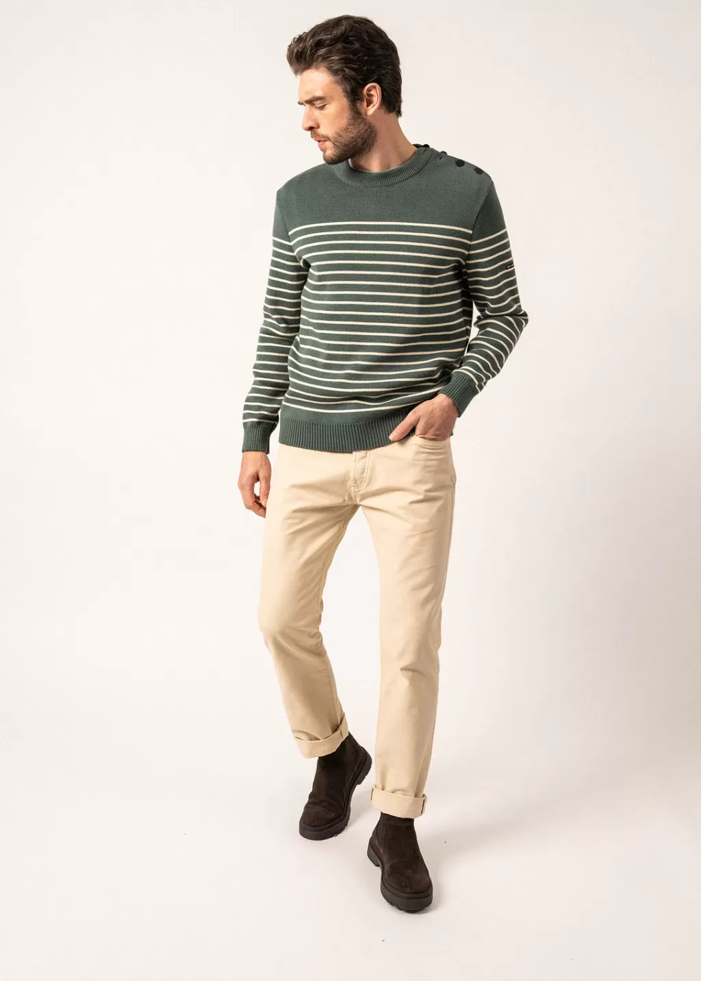 Online Saint James Binic striped sailor jumper Vegetal/ecru