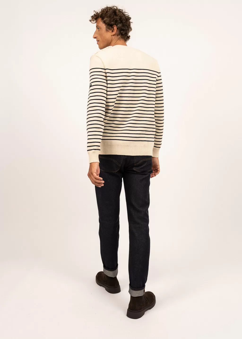 Sale Saint James Binic striped sailor jumper Ecru/marine