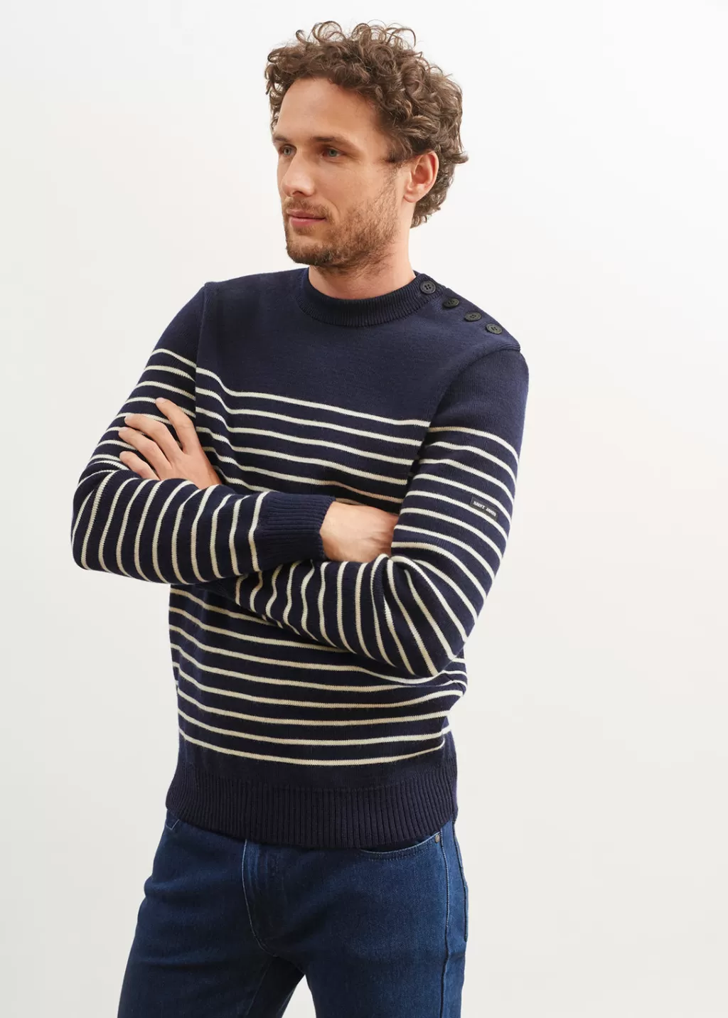 Cheap Saint James Binic striped sailor jumper Marine/ecru