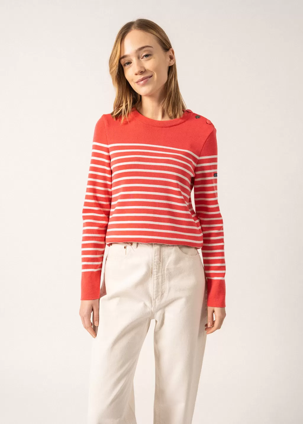 Flash Sale Saint James Bregançon striped sailor jumper Doly/blanc