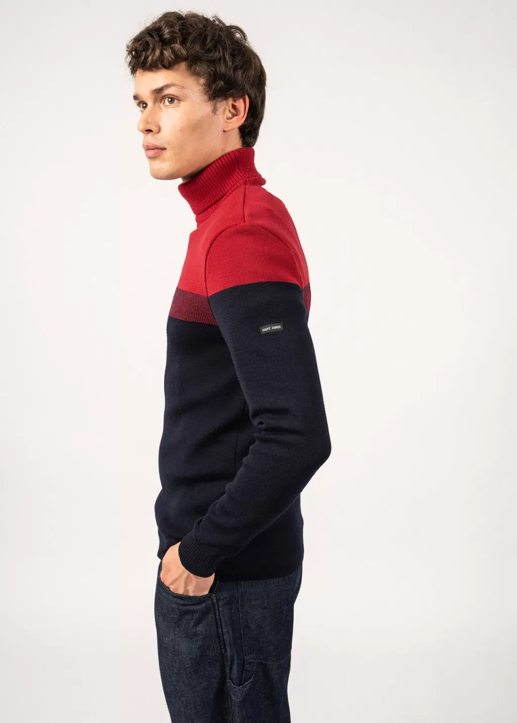 Shop Saint James Bretagne Roulé sailor jumper Marine/persan