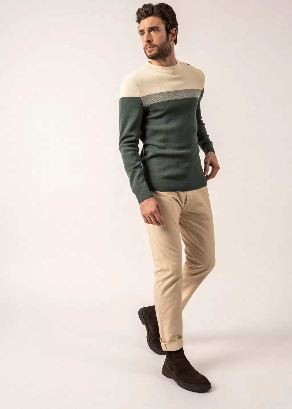 Online Saint James Bretagne sailor jumper Vegetal/ecru