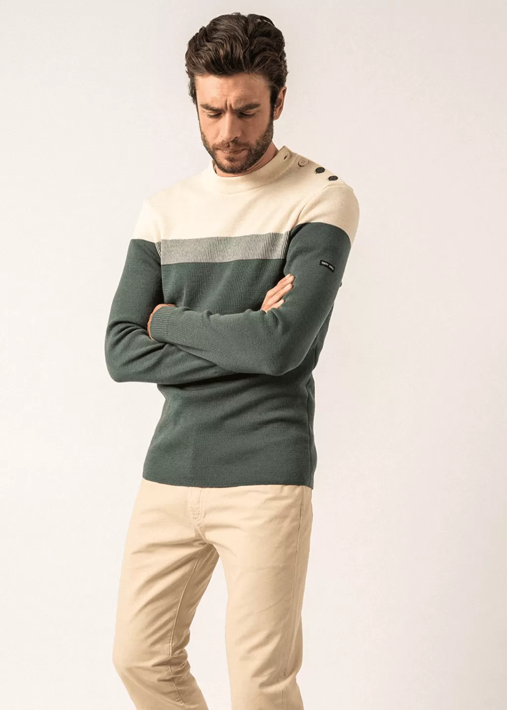 Online Saint James Bretagne sailor jumper Vegetal/ecru