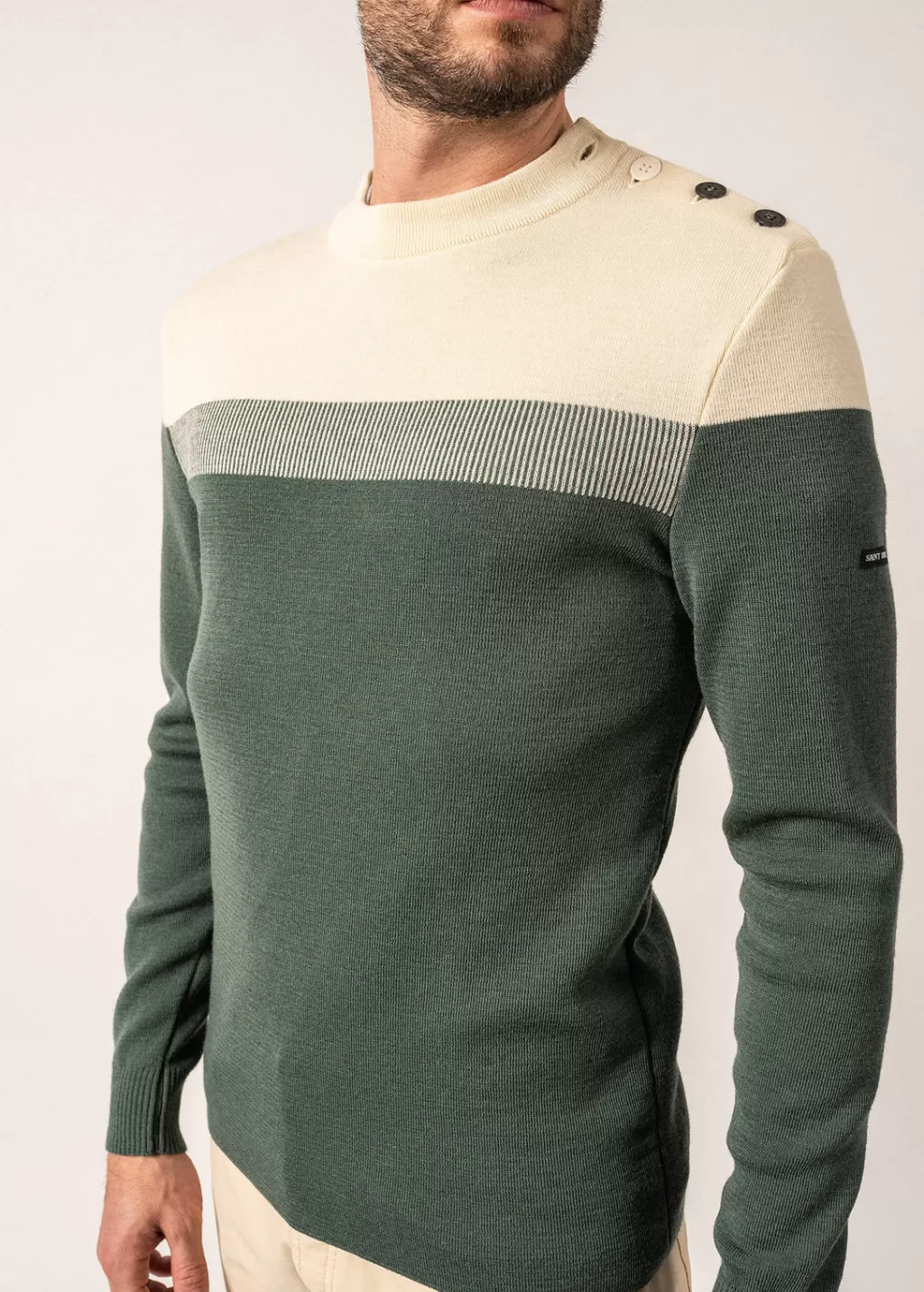 Online Saint James Bretagne sailor jumper Vegetal/ecru