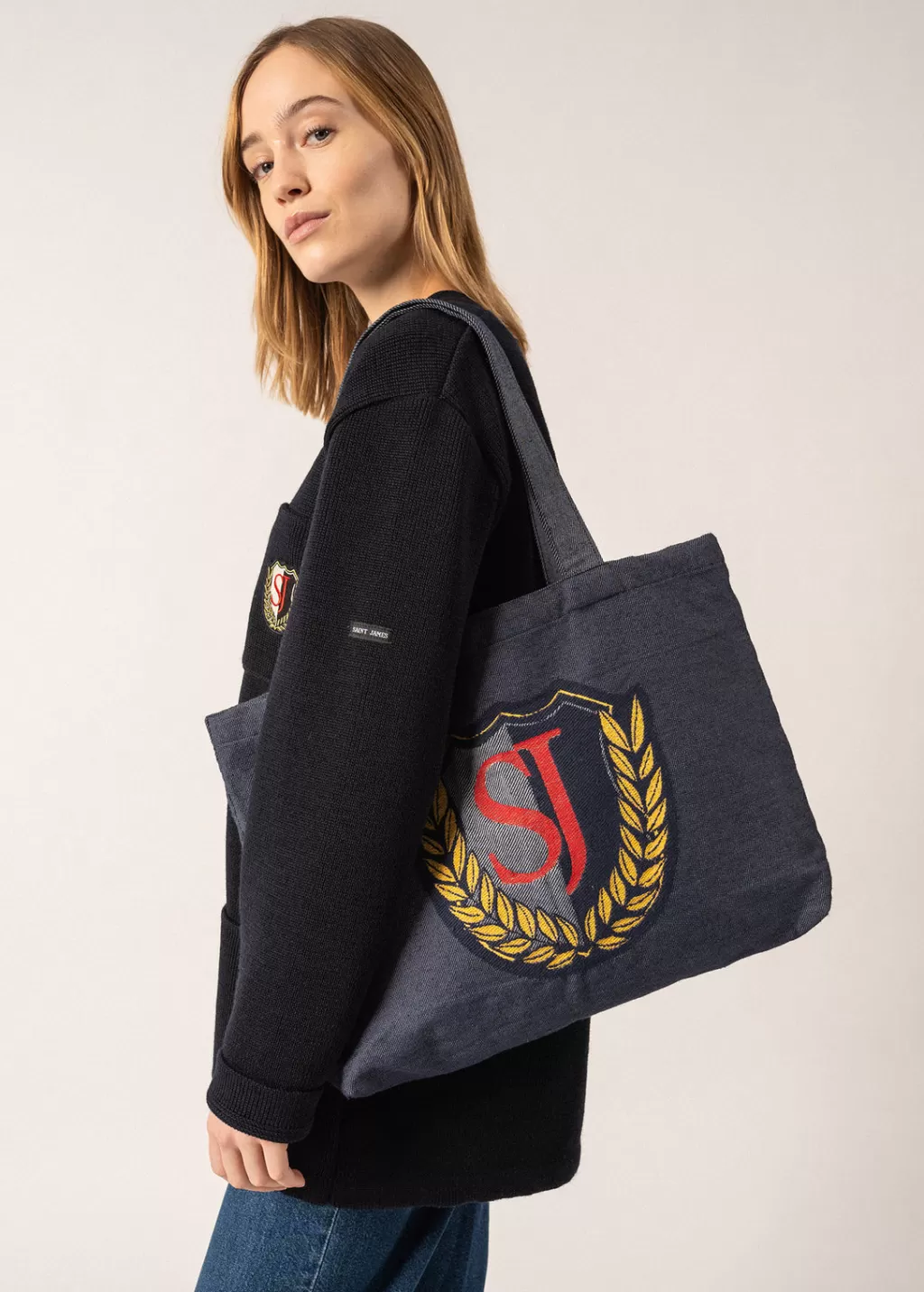 Store Saint James Campus Tote Bag Jean/rouge