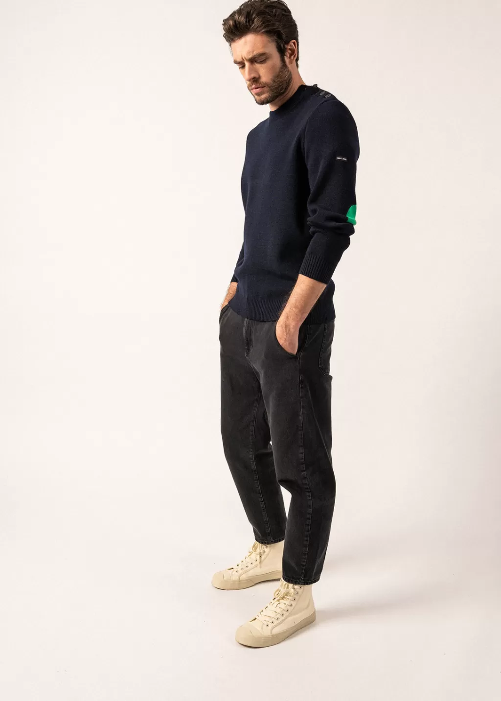 Outlet Saint James Cancale plain sailor jumper Marine/trefle