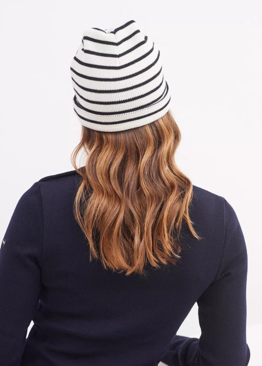 Outlet Saint James Cartier striped sailor hat Ecume/navy