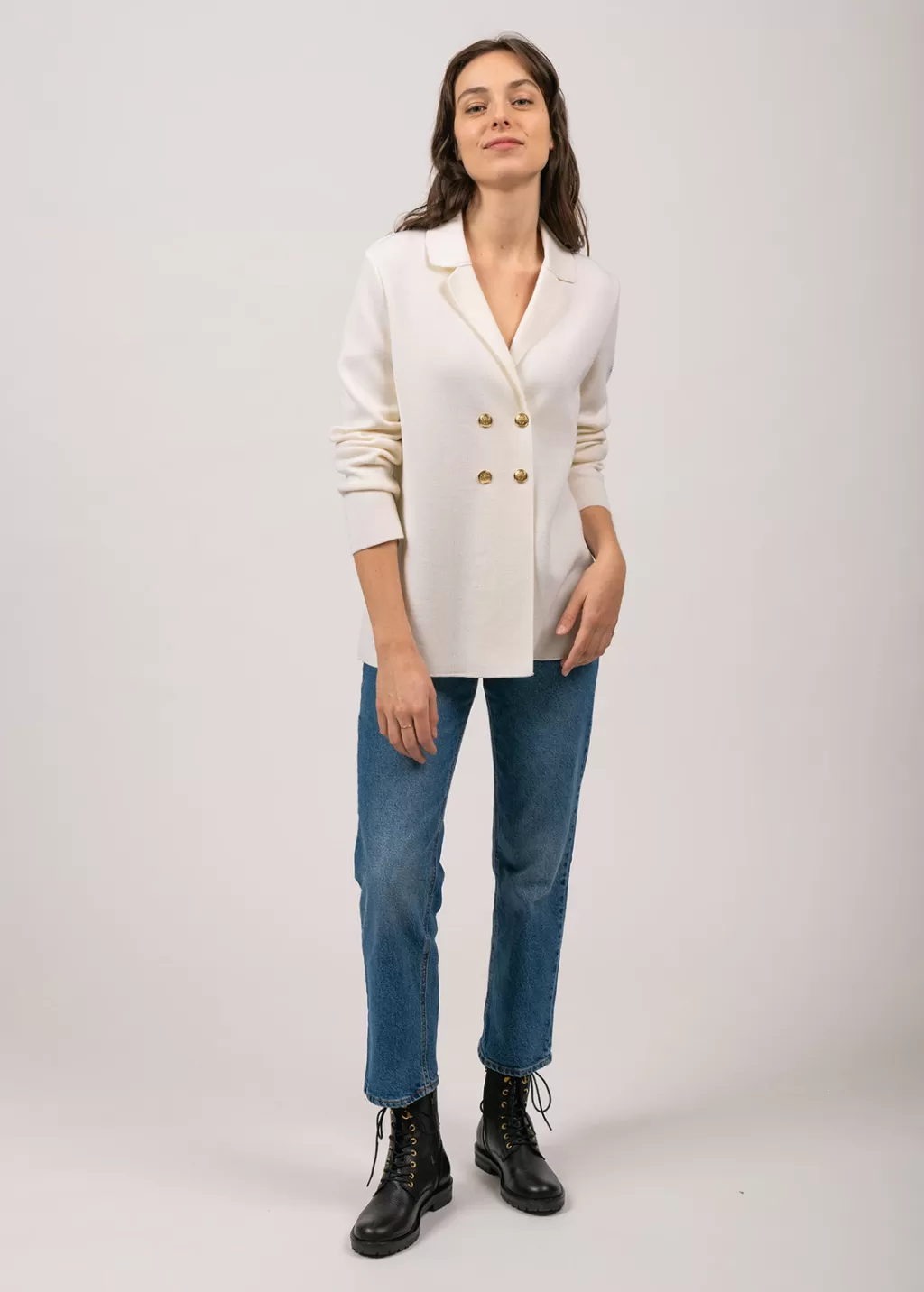 Shop Saint James Charente wool blazer Blanc