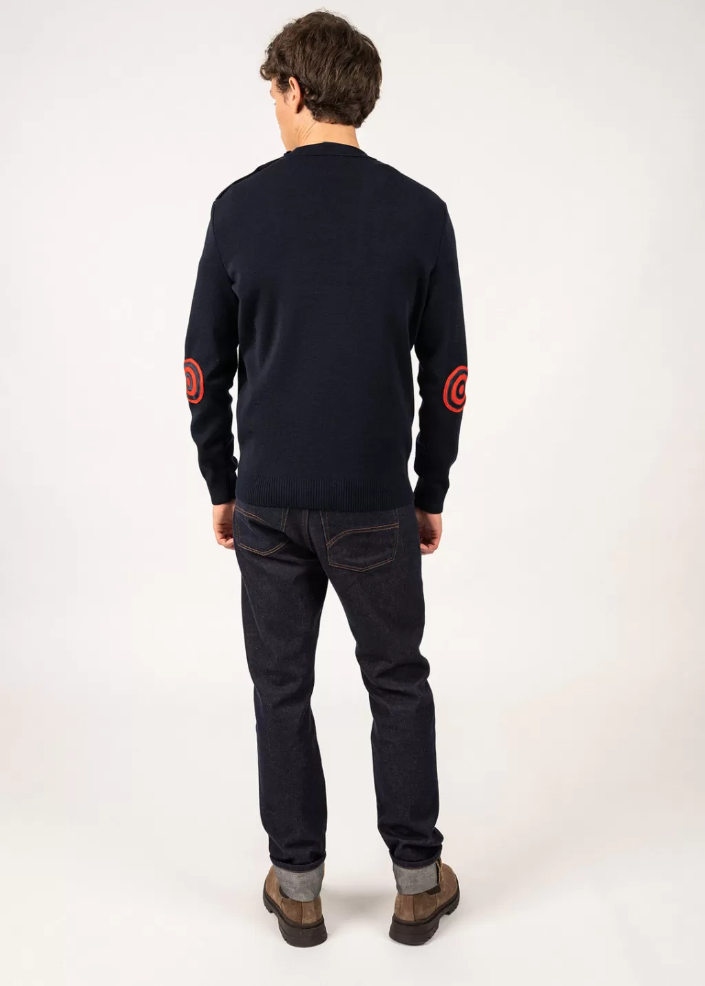 Sale Saint James Comfortable sailor jumper with elbow patches Navy/multico