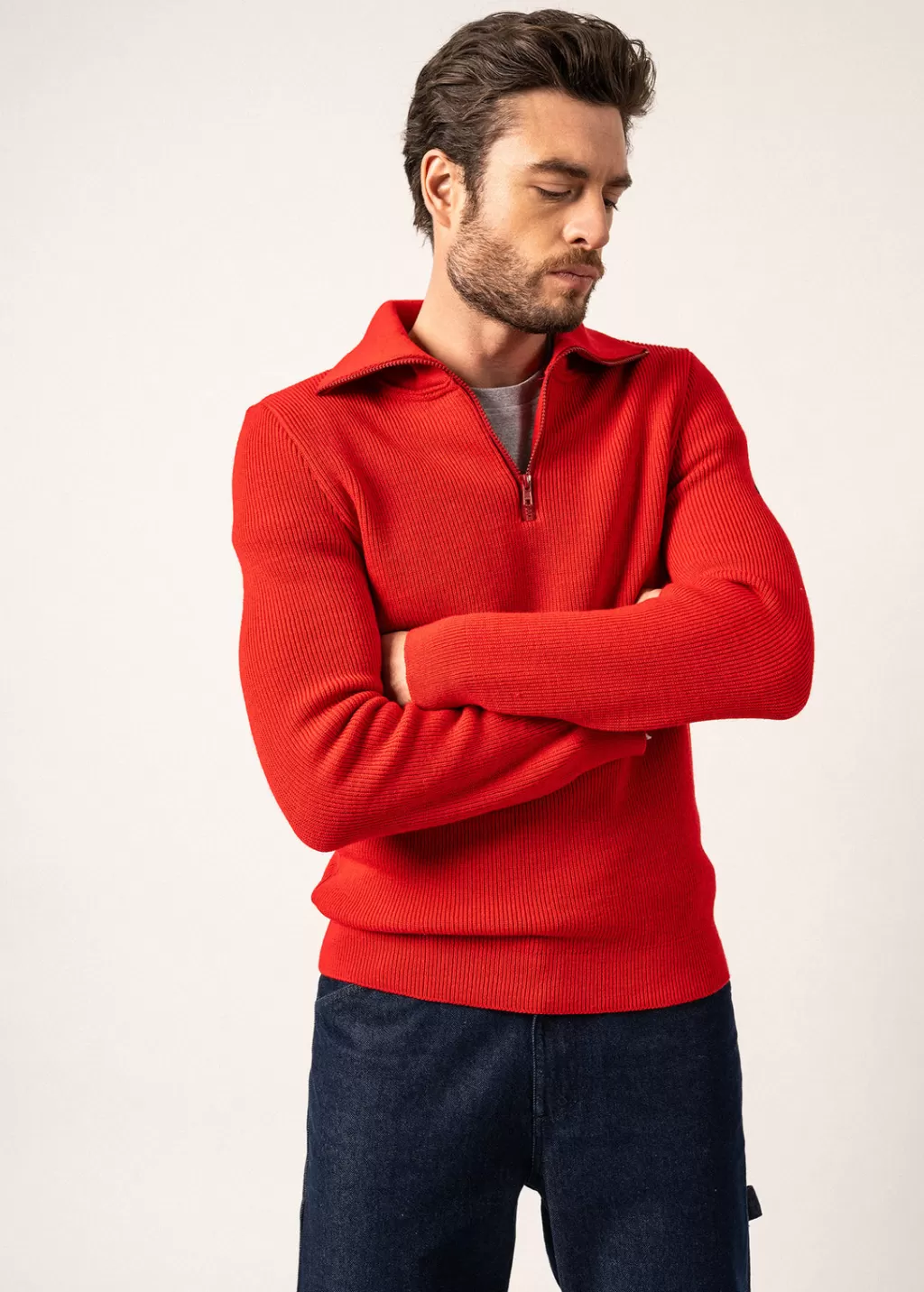 Cheap Saint James Cotentin trucker-style neck jumper Rouge