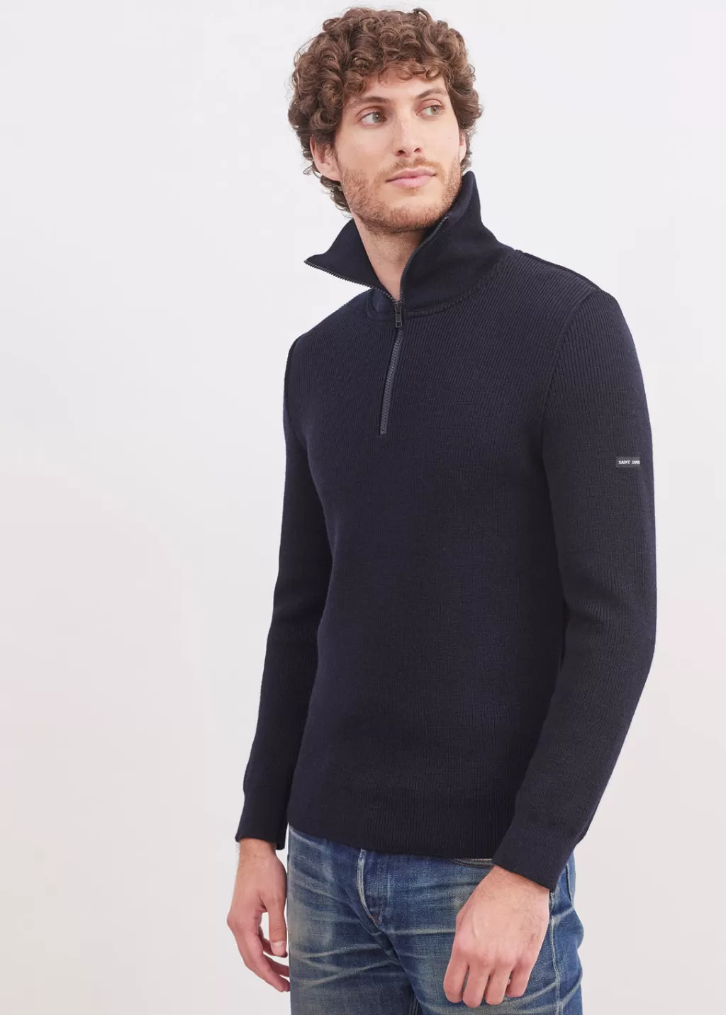 Cheap Saint James Cotentin trucker-style neck jumper Navy