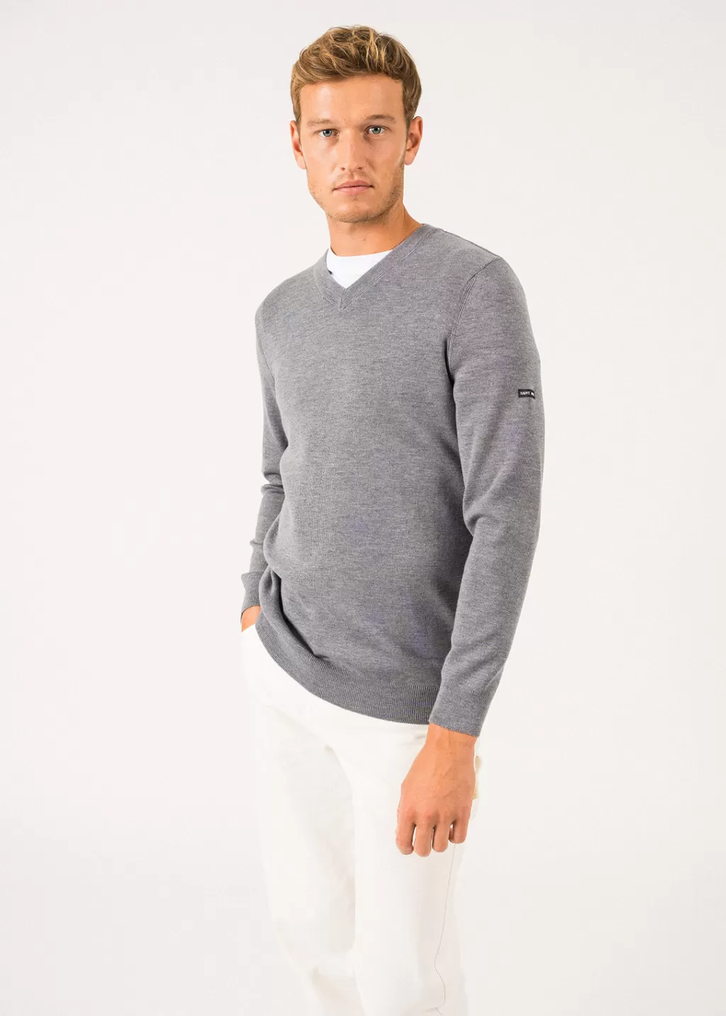 Store Saint James Cuirassé V neck jumper Gris