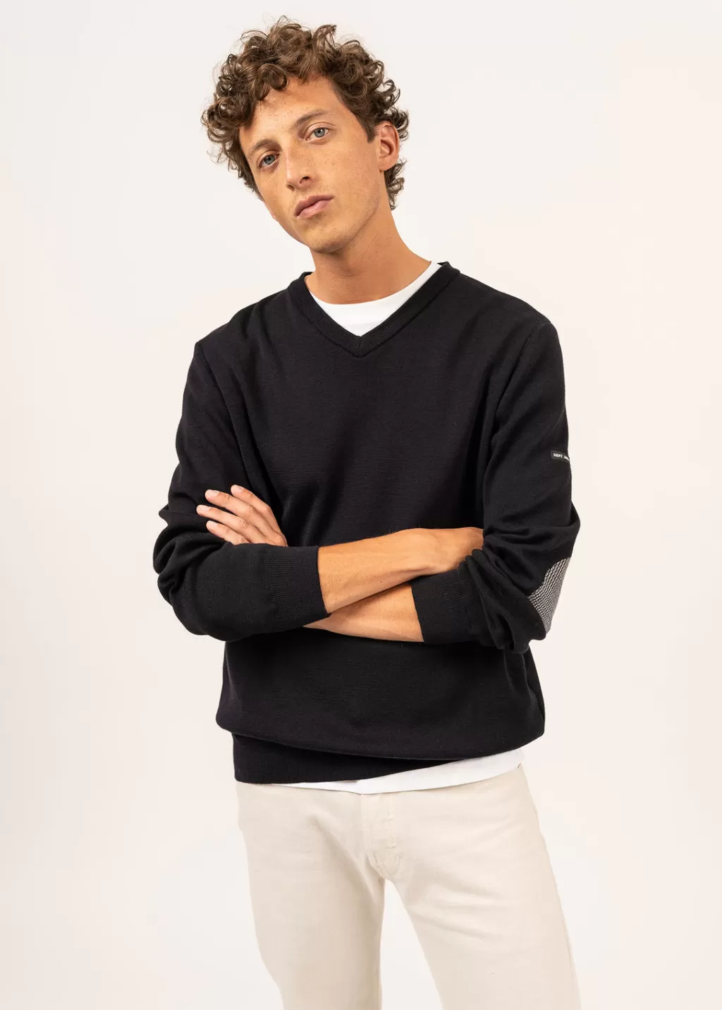 Fashion Saint James Cuirassé V neck jumper Navy/perlechine