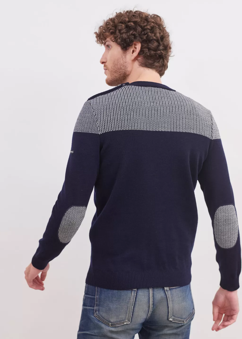 Shop Saint James Dinan bicolour sailor jumper Marine/ecru