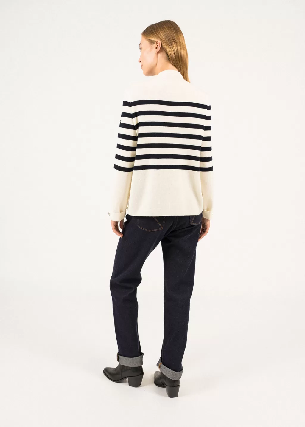 Online Saint James Docks Striped Wraparound Jumper Ecume/navy