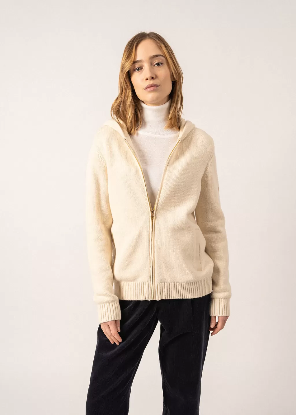 Shop Saint James Dublin Hooded Cardigan Ecume