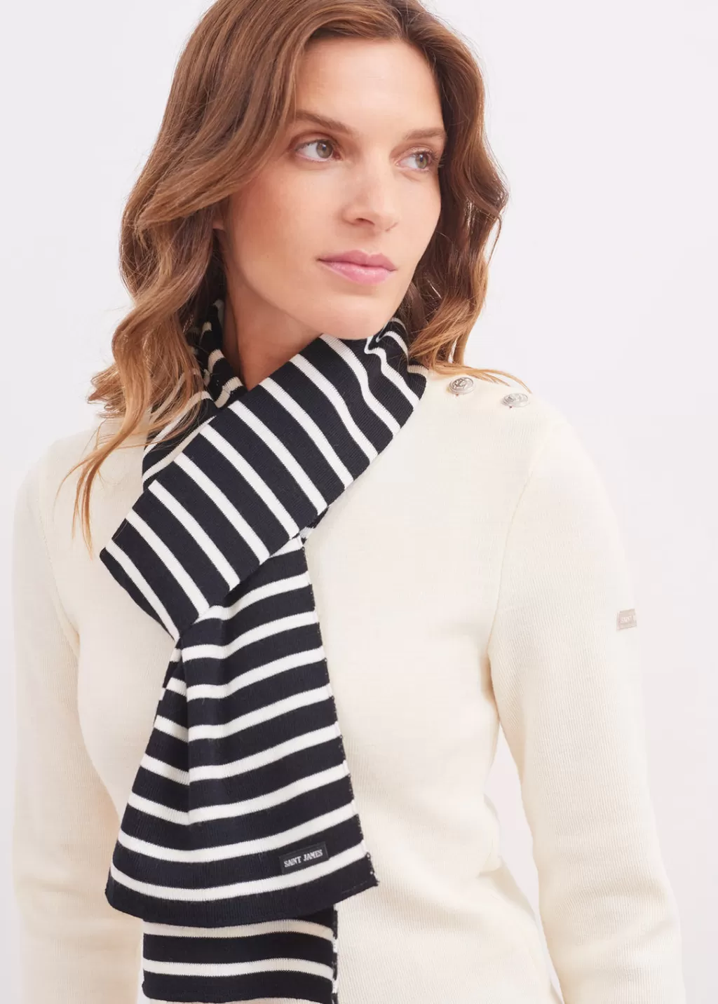 Online Saint James Duguay striped scarf Navy/ecume