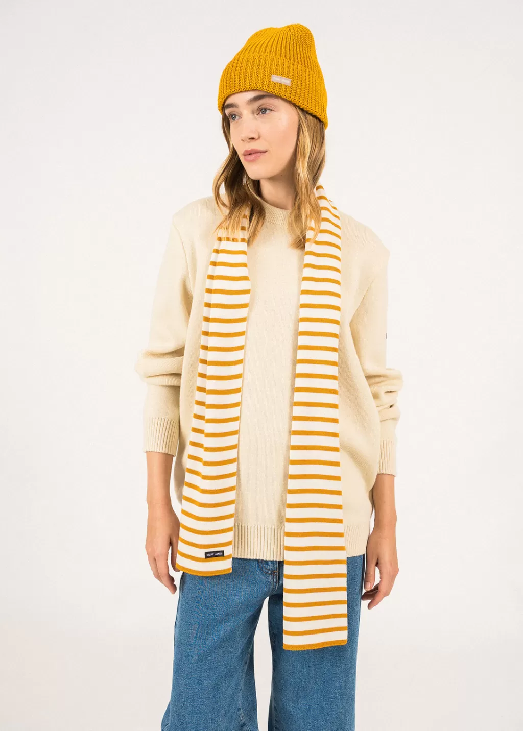 Clearance Saint James Duguay striped scarf Ecume/ambre