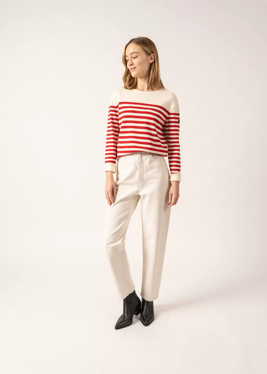 Shop Saint James Ecrins Striped Jumper Ecume/tulipe