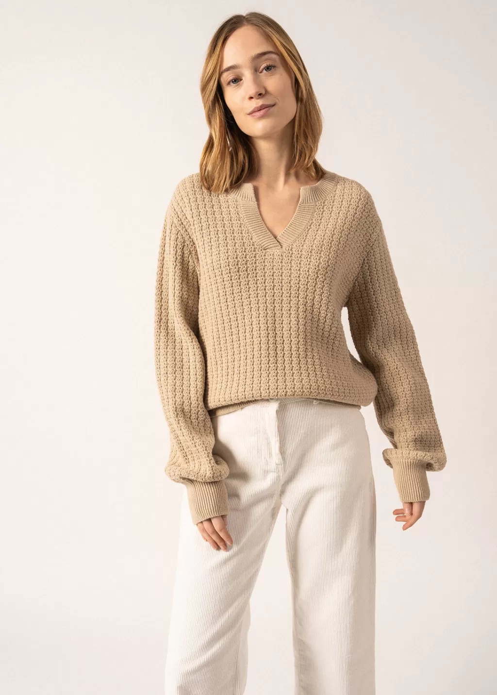 Fashion Saint James Fairlie V-neck Jumper Beige