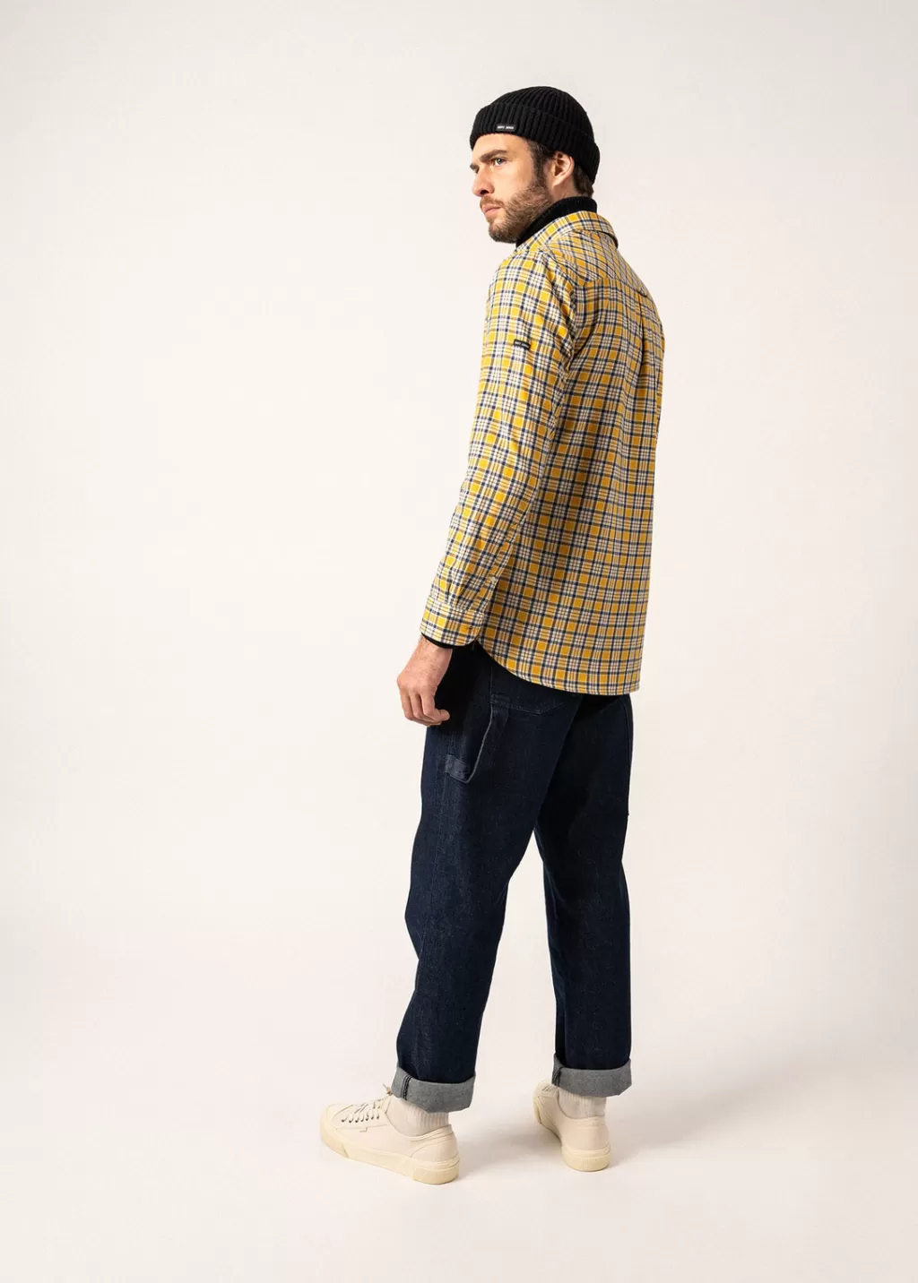 Store Saint James Florent Checked Shirt Ambre/vegetal