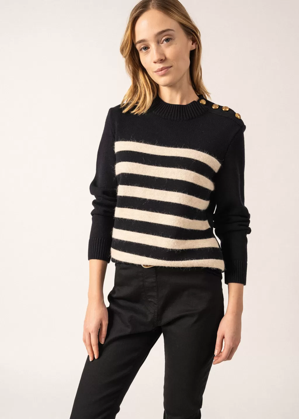 Sale Saint James Gala Striped Sailor-inspired Jumper Navy/ecume