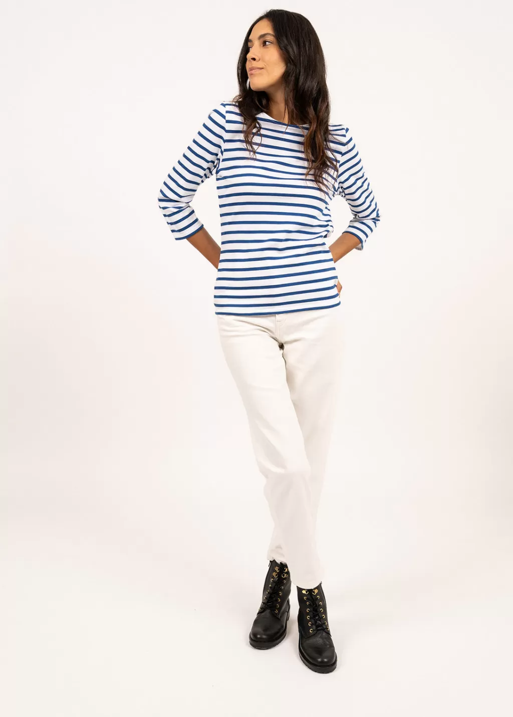 Cheap Saint James Galathée striped sailor shirt Neige/gitane