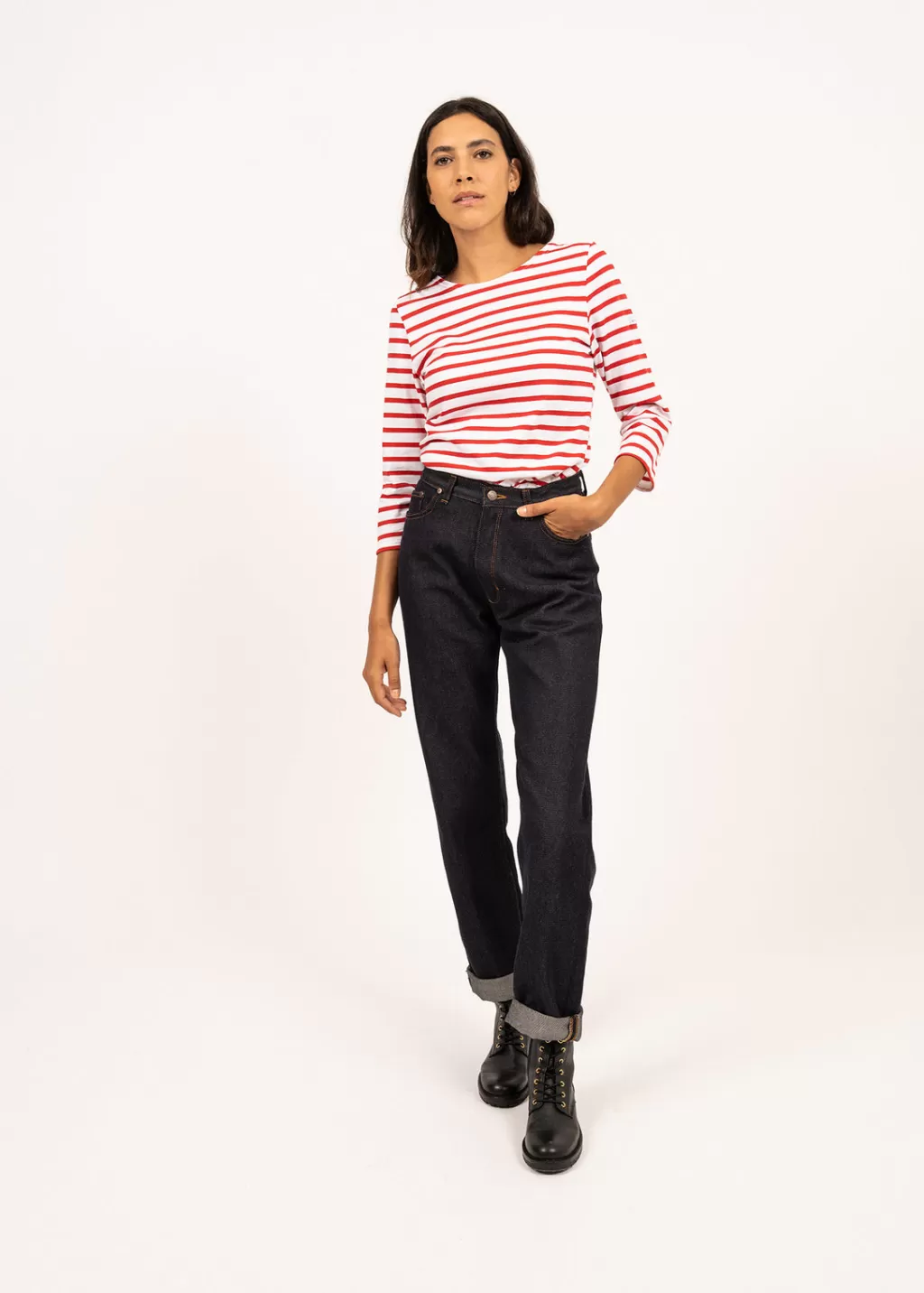 Hot Saint James Galathée striped sailor shirt Neige/tulipe