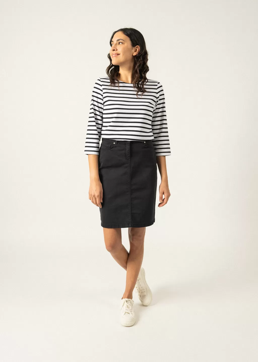 Outlet Saint James Galathée striped sailor shirt Neige/noir