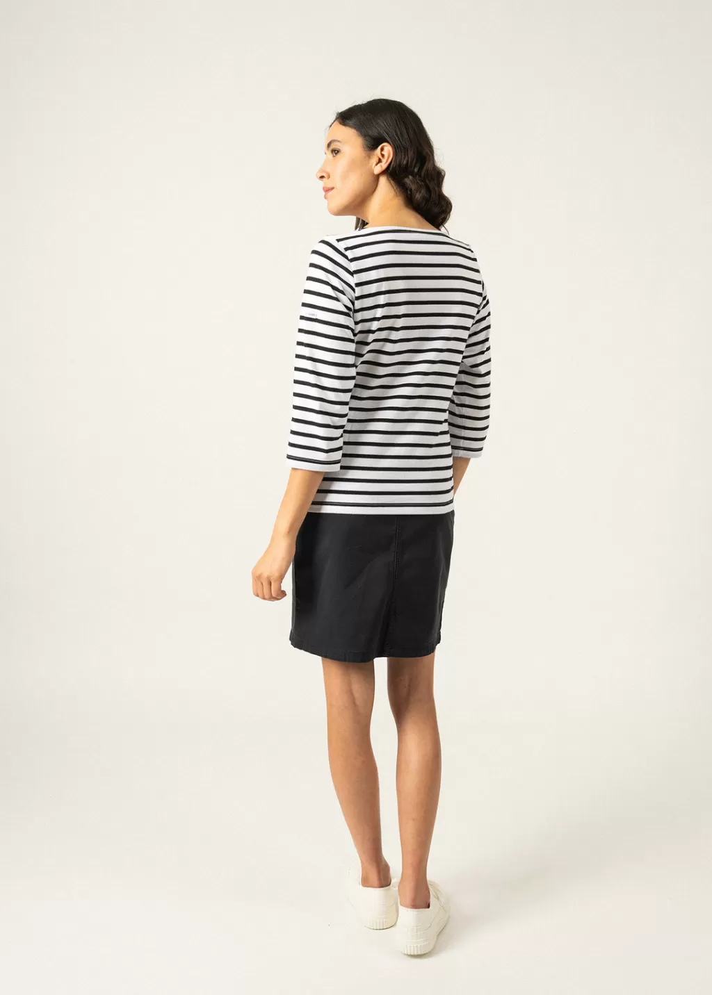 Outlet Saint James Galathée striped sailor shirt Neige/noir