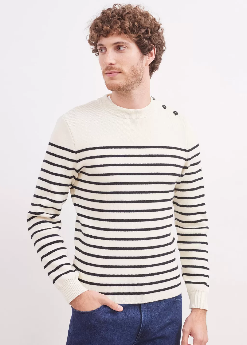 Online Saint James Galiote striped sailor jumper Ecume/navy