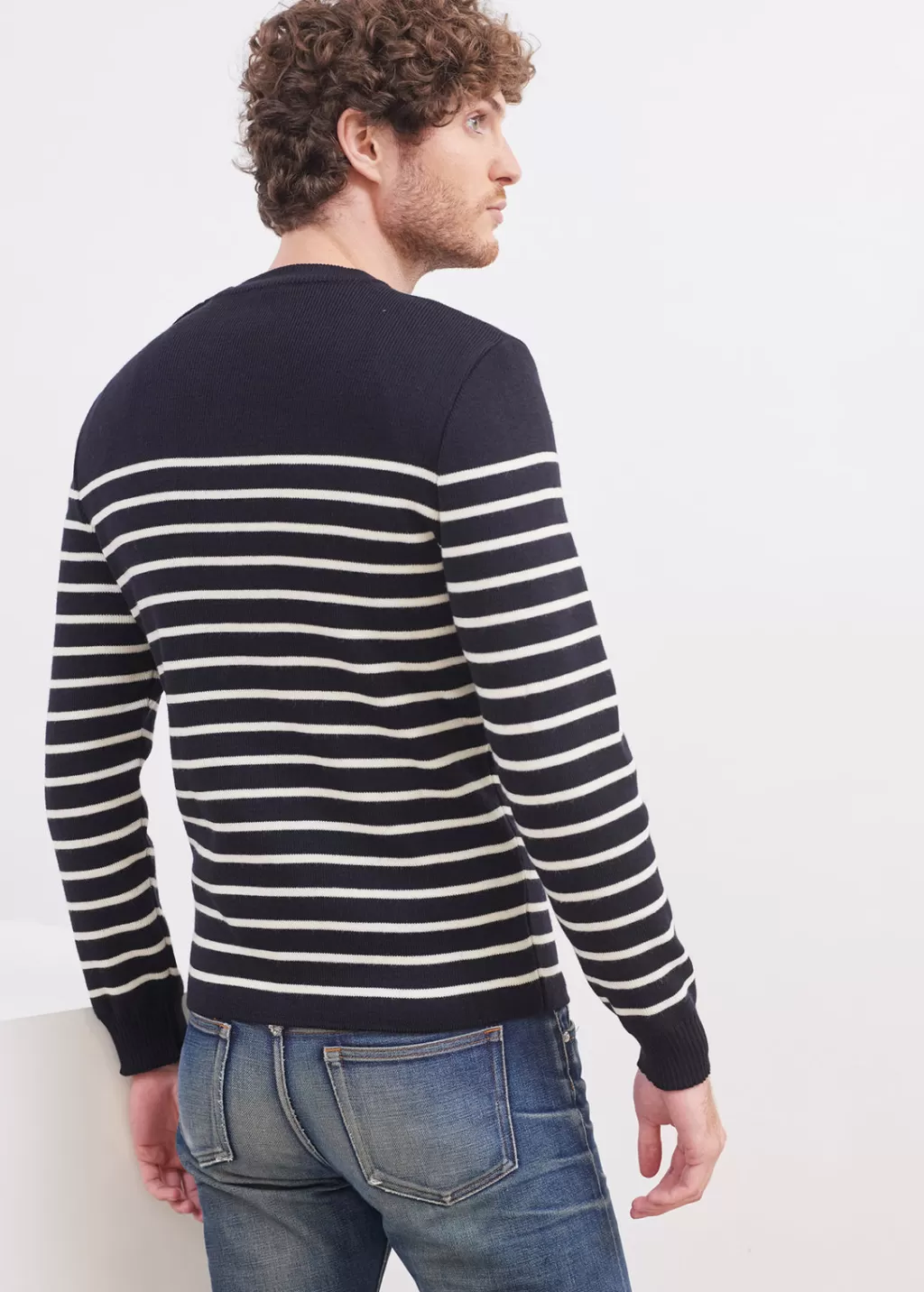 Shop Saint James Galiote striped sailor jumper Navy/ecume