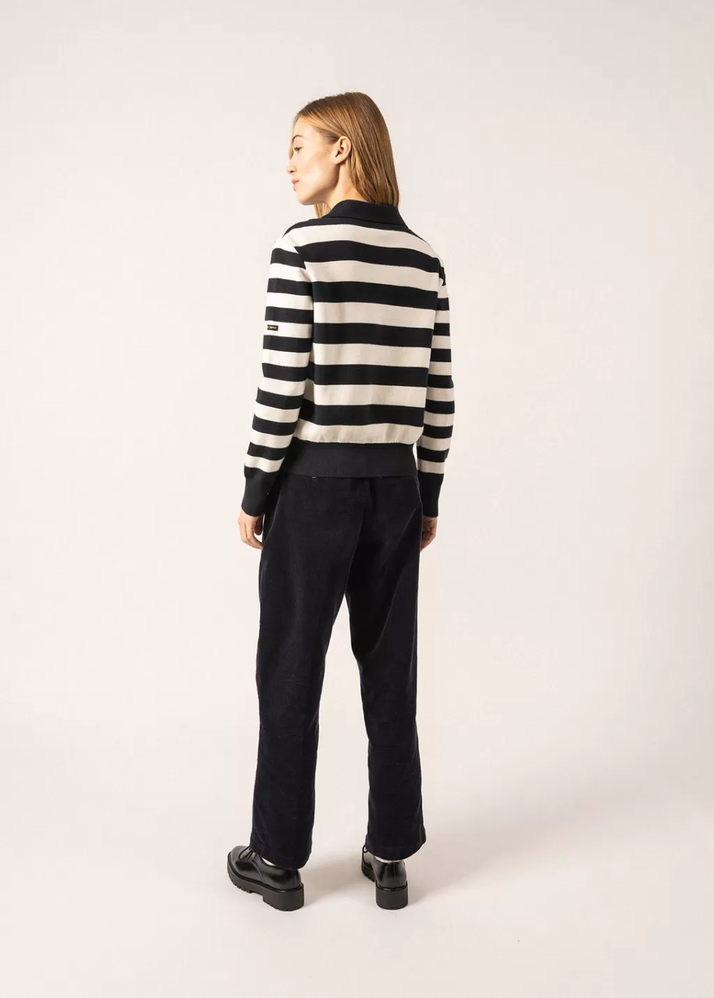 New Saint James Galway Striped Cardigan Navy/ecume