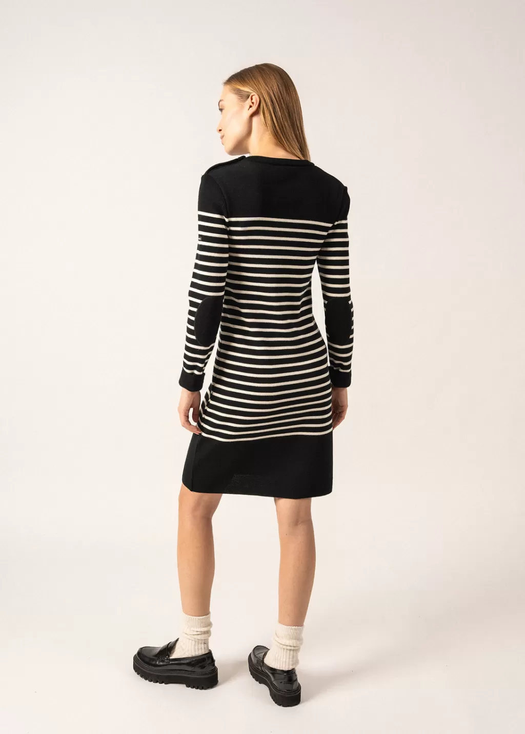 Discount Saint James Grande Marée striped jumper dress Noir/ecume