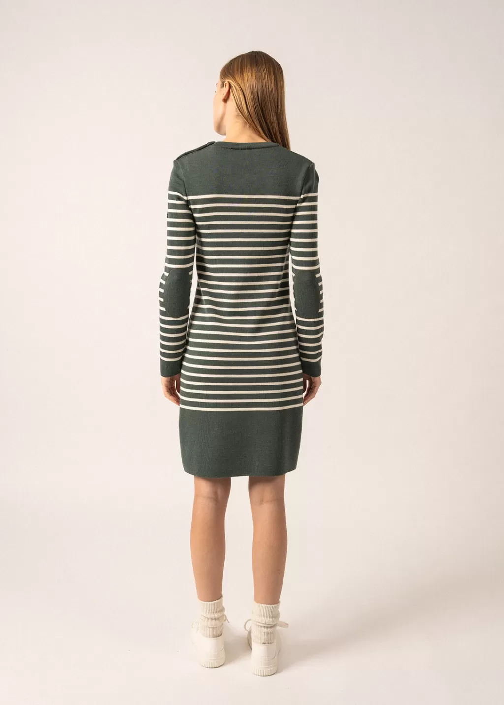 New Saint James Grande Marée striped jumper dress Vegetal/ecume