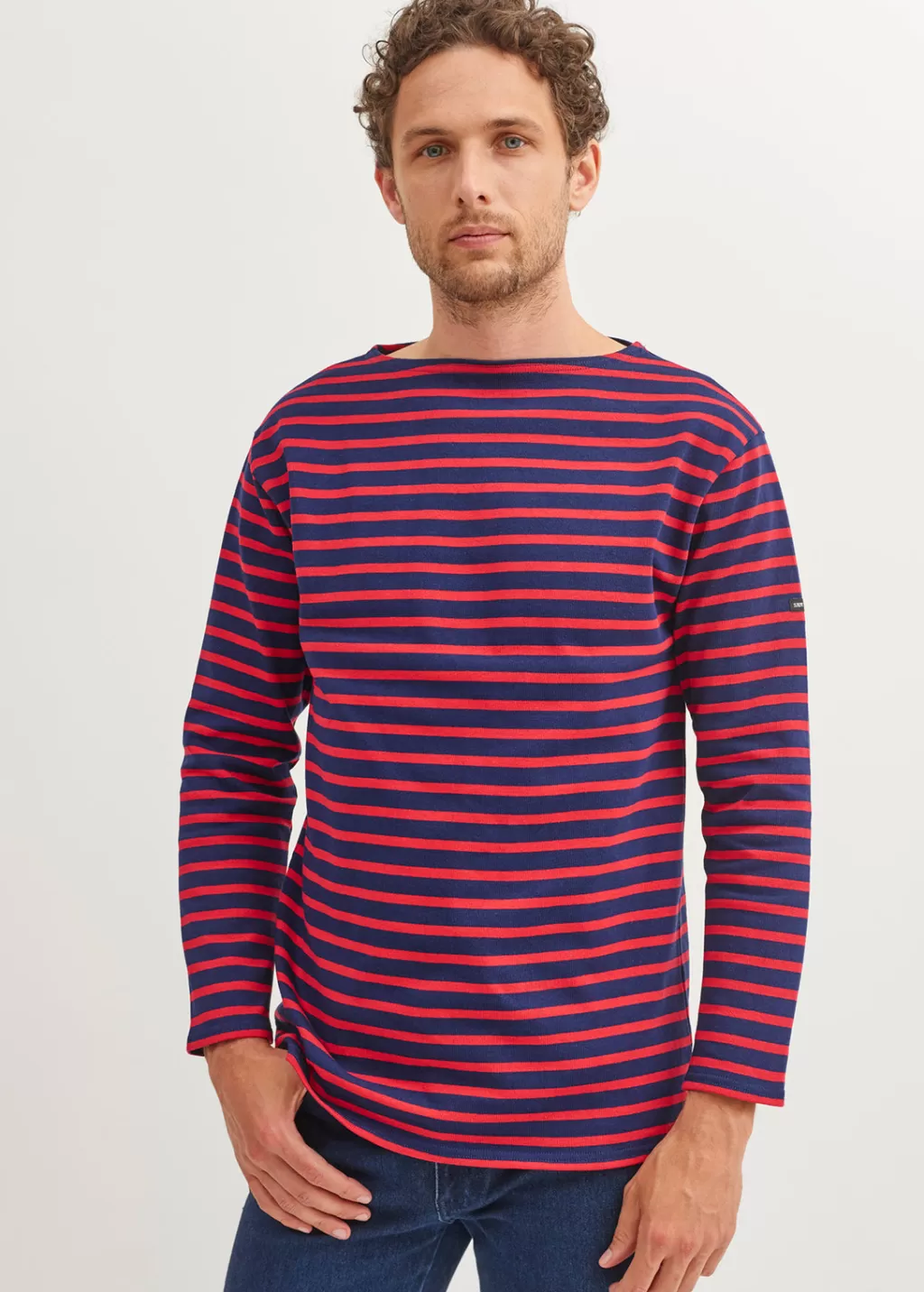 Cheap Saint James Guildo striped sailor shirt Marine/tulipe