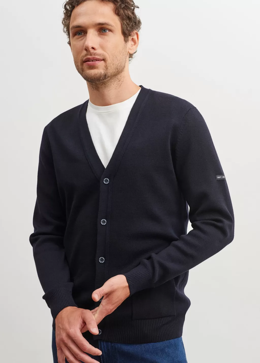 Outlet Saint James Guingamp buttoned cardigan Navy