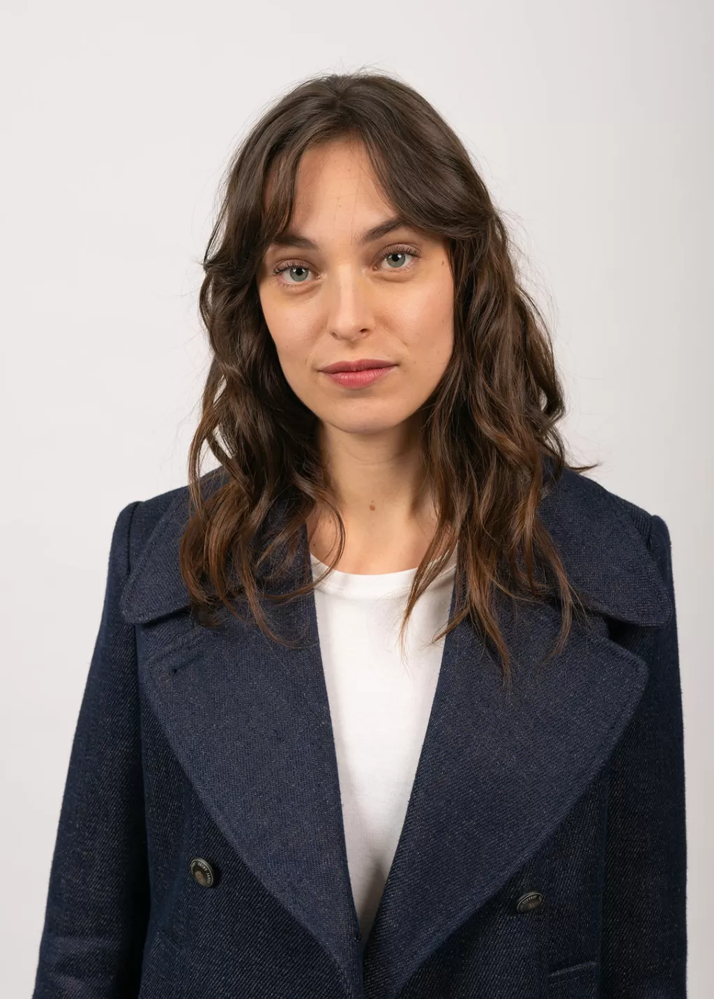 hritage_peacoat_for_women_in_merino_wool_4.webp Best Saint James Héritage peacoat for women in Merino wool Indigo/chanvre