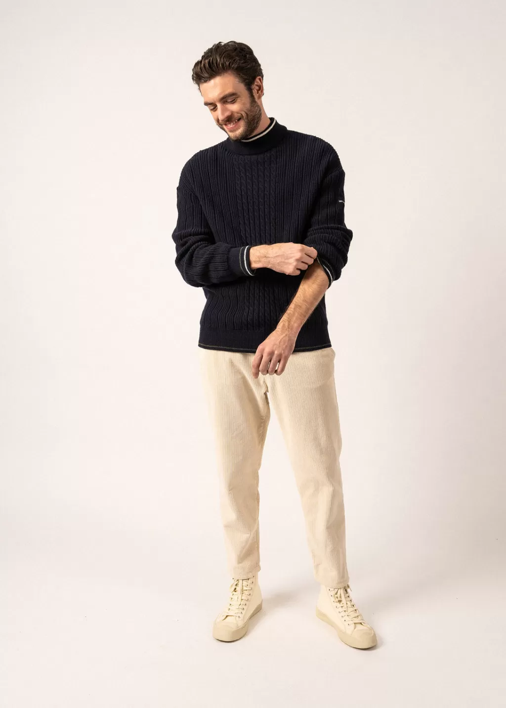 Cheap Saint James Huez Wool Jumper Navy/vegetal/ecume