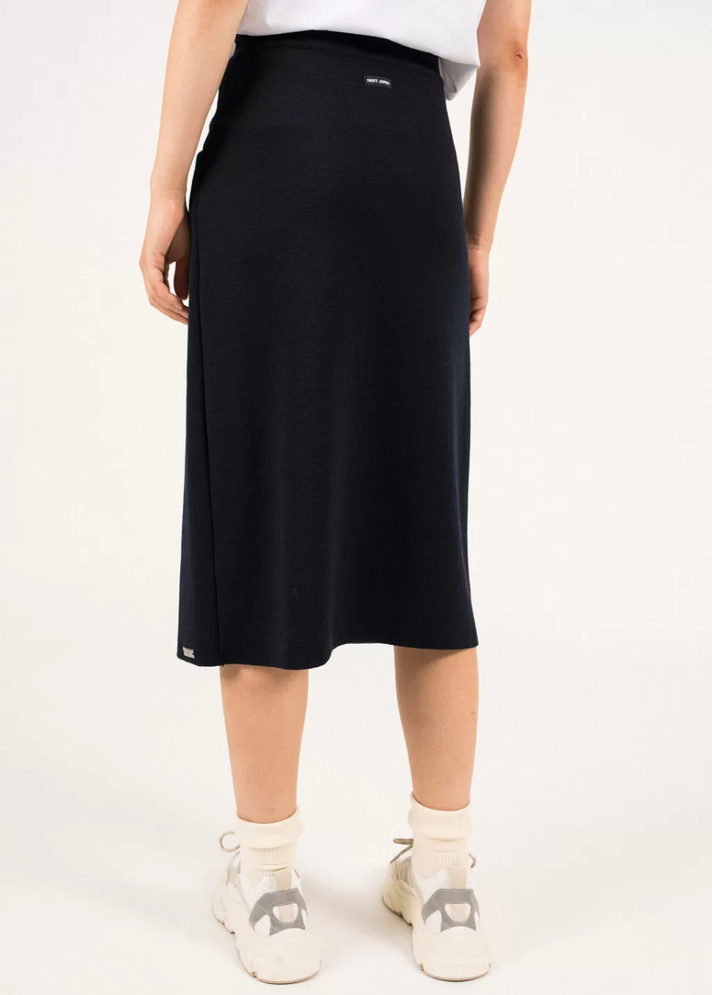 Shop Saint James Ile Lacroix Buttoned Wool Skirt Navy