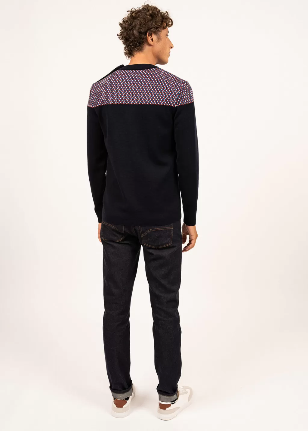 Store Saint James Jacquard sailor jumper Navy/multico