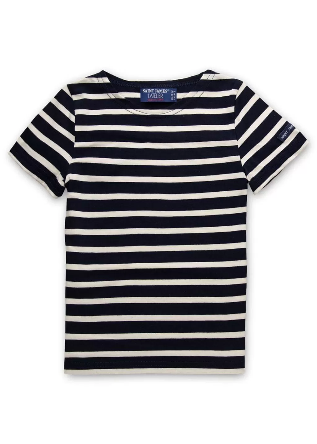 Shop Saint James Levant striped t-shirt for kids Marine/ecru