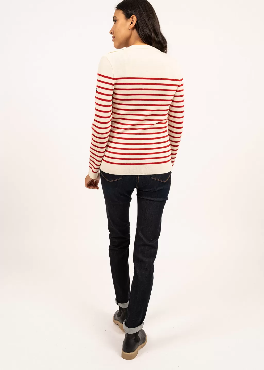 New Saint James Marée authentic striped sailor jumper Ecume/tulipe