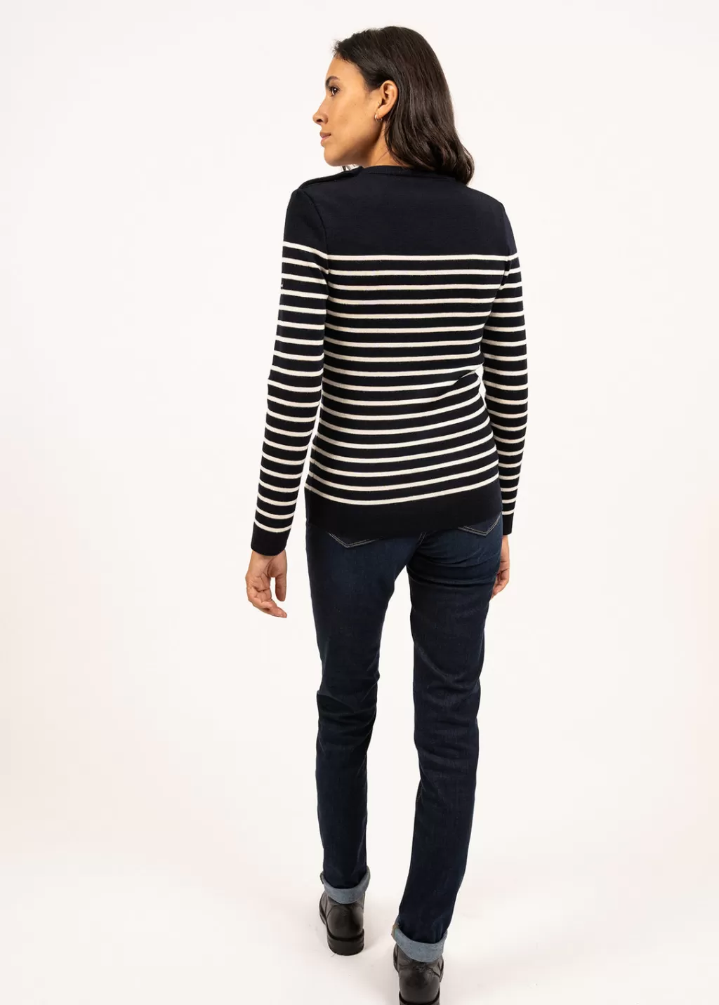 Cheap Saint James Marée authentic striped sailor jumper Navy/ecume