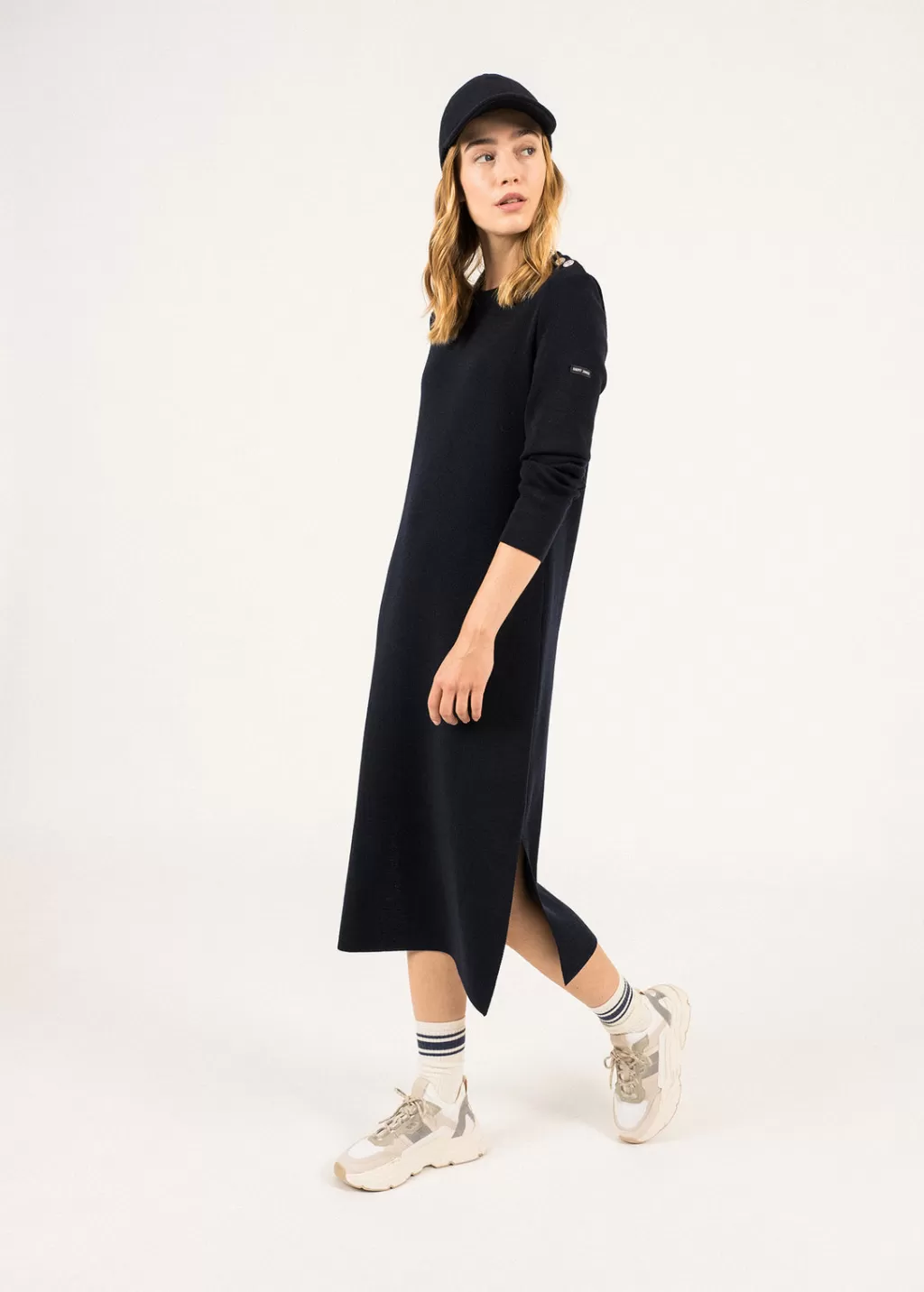 Cheap Saint James Marée Long Knitted Dress Navy