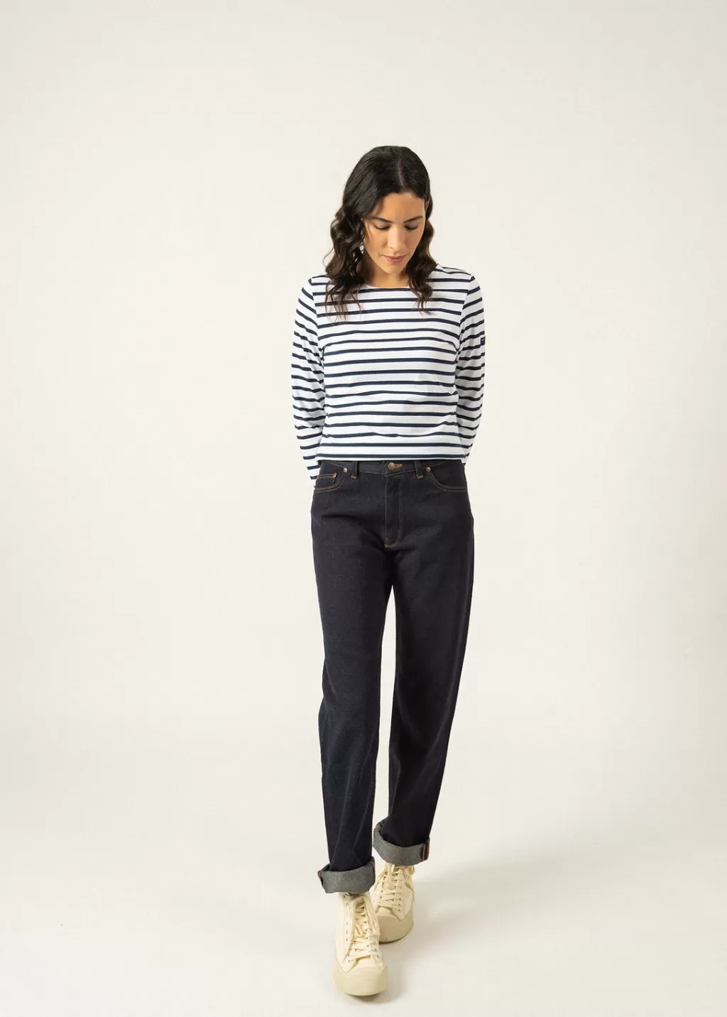 Store Saint James Minquidame striped sailor shirt Neige/marine